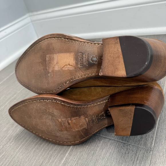 MAJE Farwest Suede Cowboy Boots Size 41 10.5 Tan Camel 70s Western Ankle Booties - Picture 13 of 16